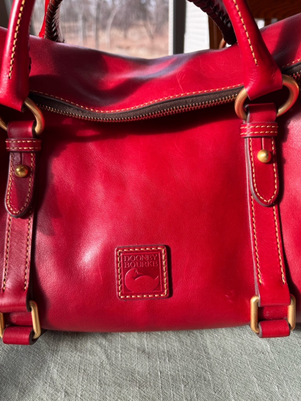 Dooney & Bourke Bright Red Florentine Satchel Large - Picture 6 of 9